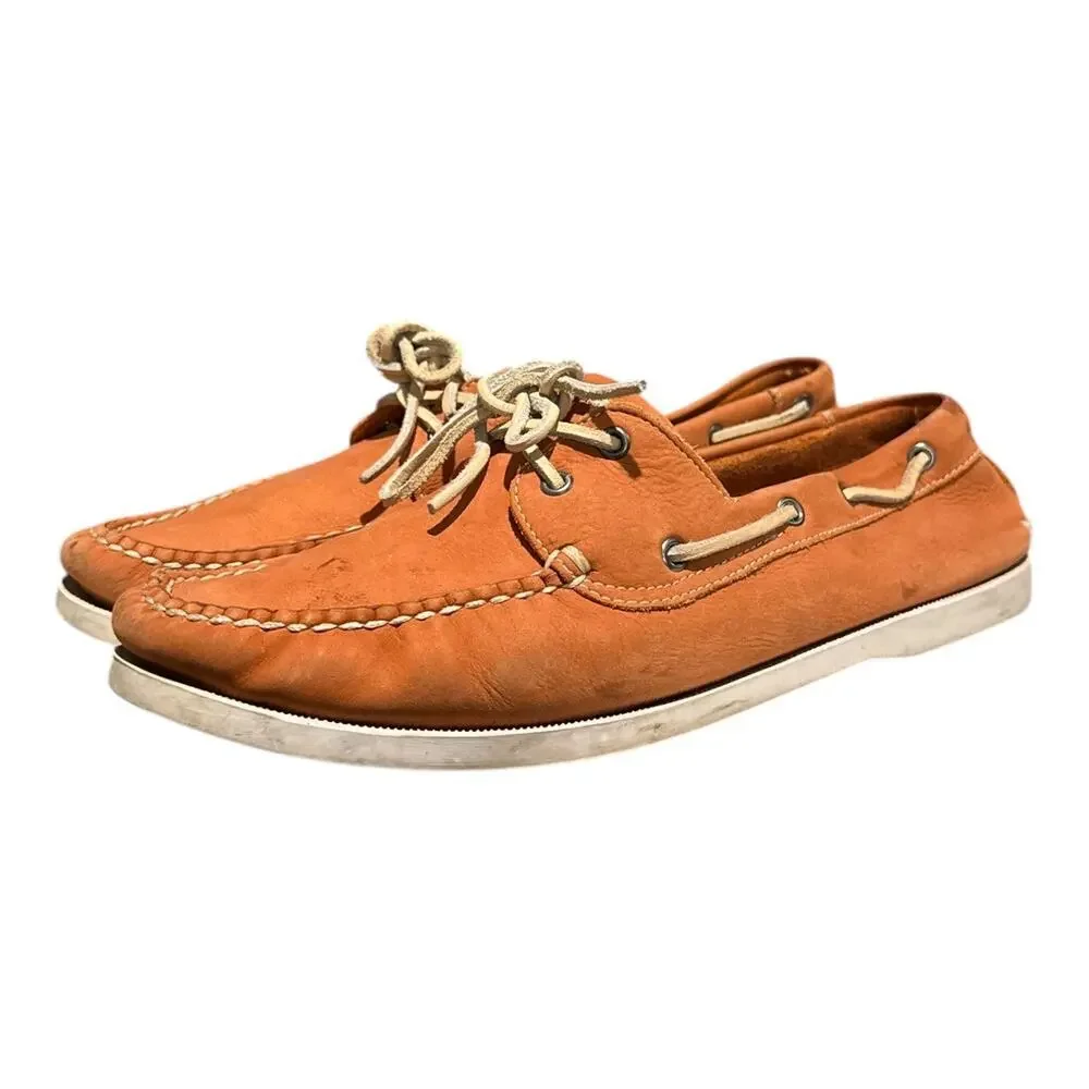 1901 Nordstrom Boat Shoes Orange Leather Men’s 10.5 M